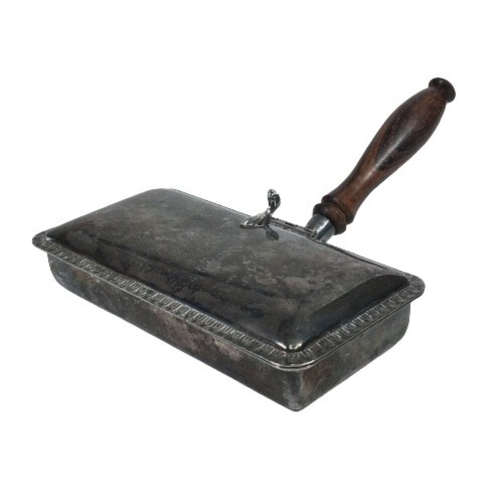 Vtg Silver-Plated Table Sweeper Silent Butler Crumb Catcher Lint Brush Italy
